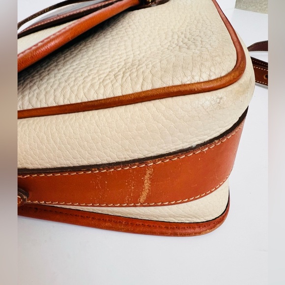 Dooney & Bourke All Weather Leather Small Flap Shoulder Bag British Tan Trim Vtg - Picture 14 of 16